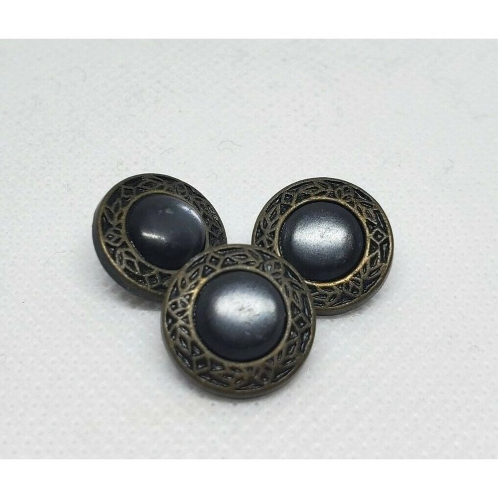 3 Round Black Ruby Small Buttons